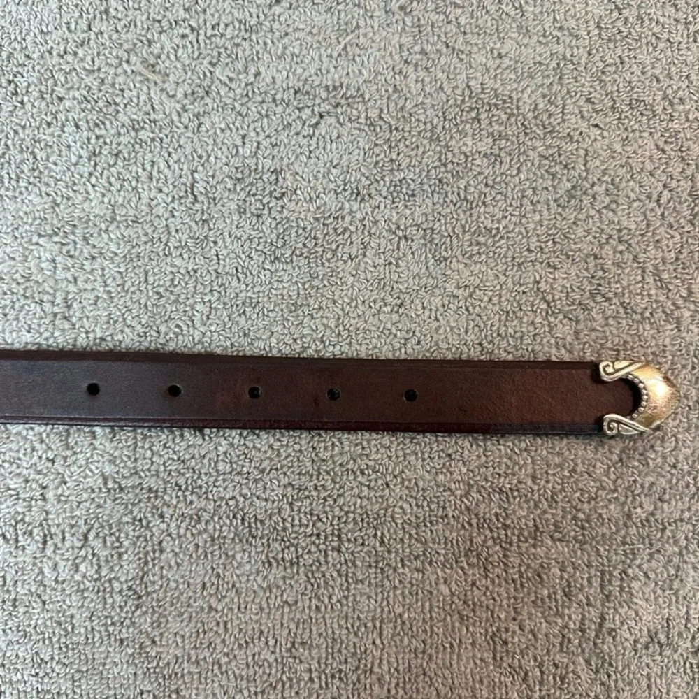 Steve Madden Womens Brown Leather Western Belt Turquoise Silver Buckle SM413 M